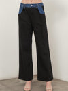 Black pants contrast blue jeans detail - Wapas