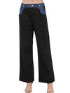 Black pants contrast blue jeans detail - Wapas