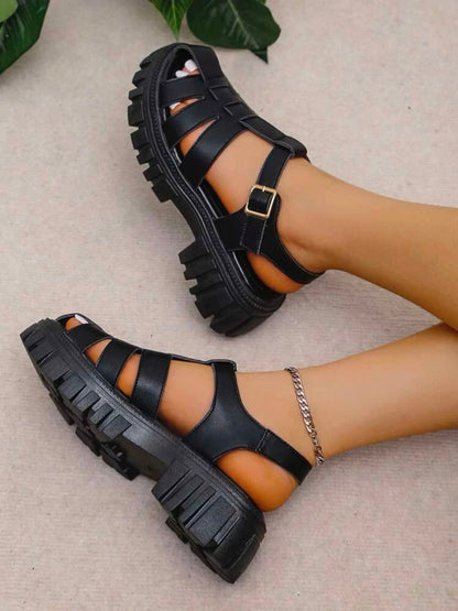 Black plastic sandals - Wapas