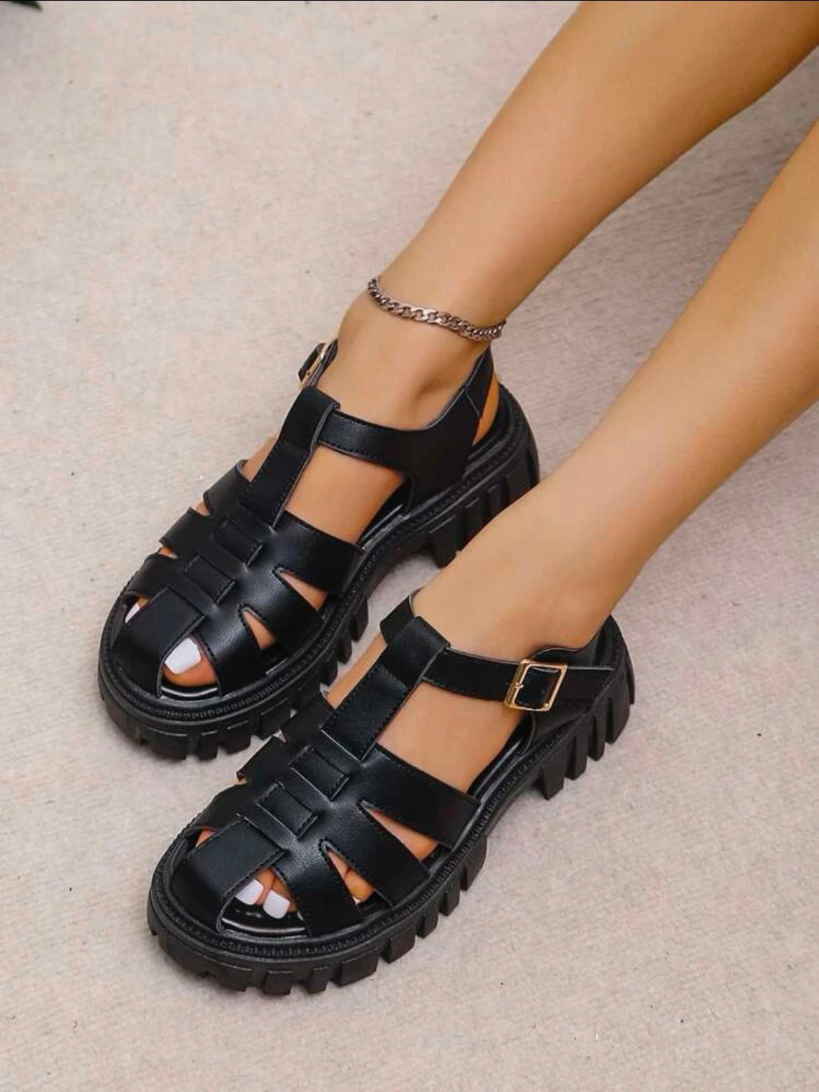 Black plastic sandals - Wapas