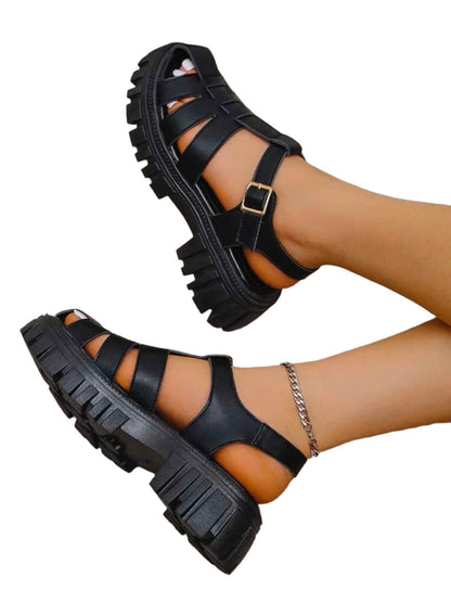 Black plastic sandals - Wapas