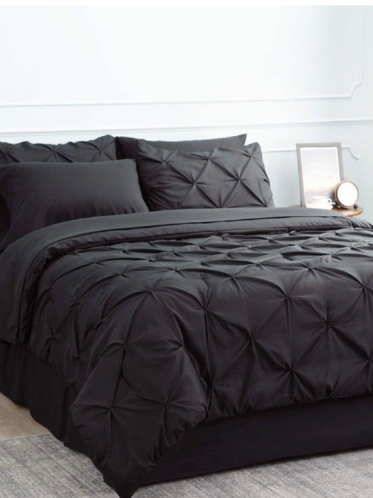 Black pleated bed set 8 pieces - Wapas