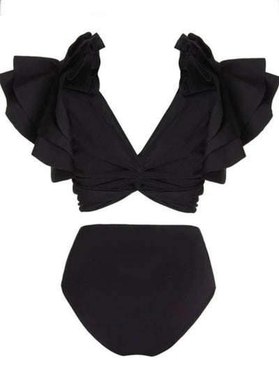 Black ruffles top / bottom bikini - Wapas