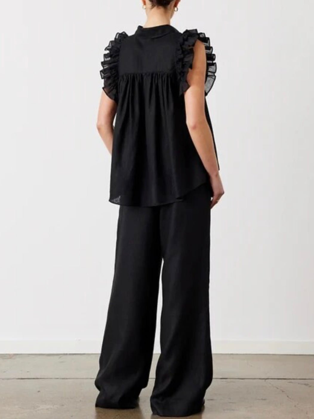 Black set of 2 ruffled shirt and pants - Wapas