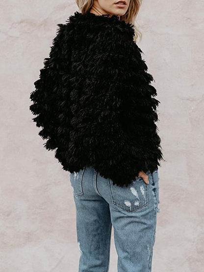 Black shaggy coat jacket - Wapas