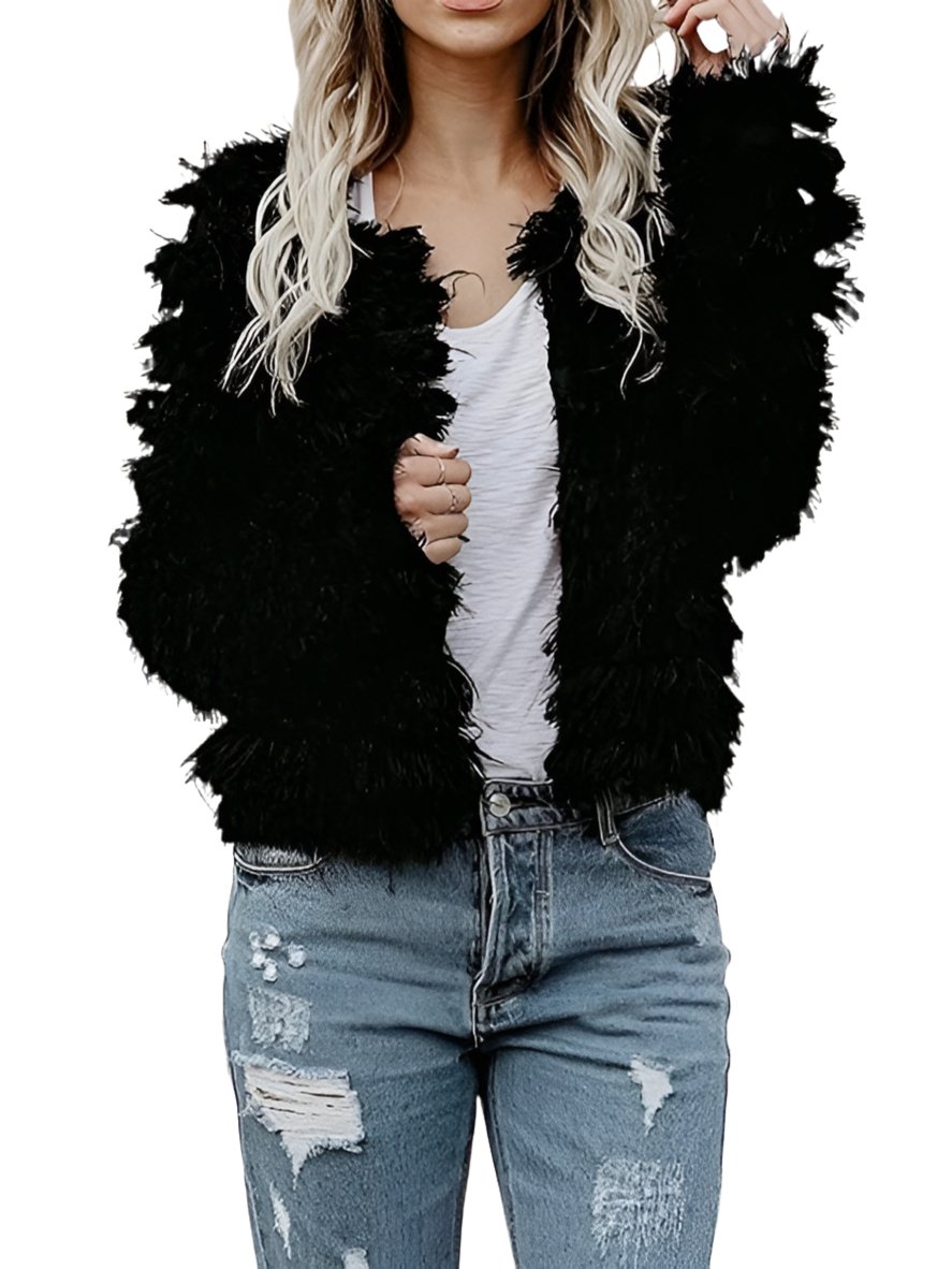 Black shaggy coat jacket - Wapas