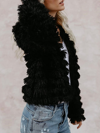 Black shaggy coat jacket - Wapas