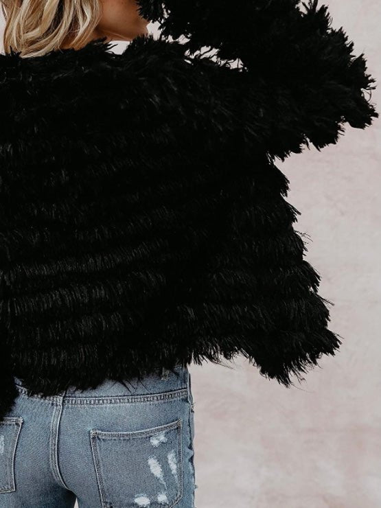 Black shaggy coat jacket - Wapas