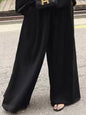 Black solid wide relaxed pants - Wapas