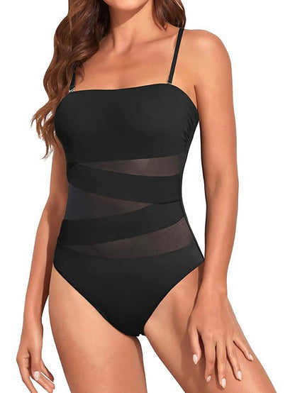 Black strapless elegant one piece swimsuit - Wapas