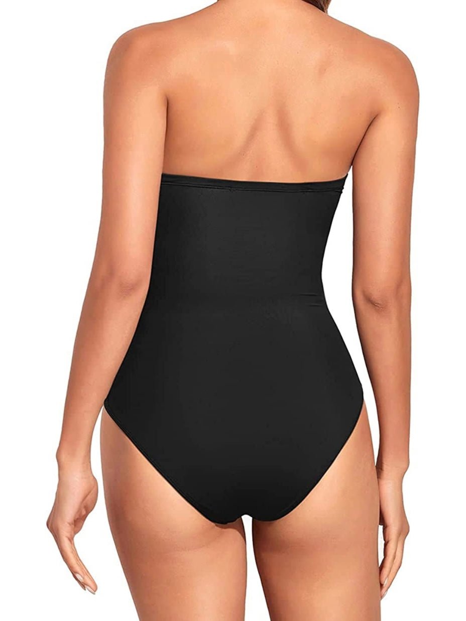 Black strapless elegant one piece swimsuit - Wapas