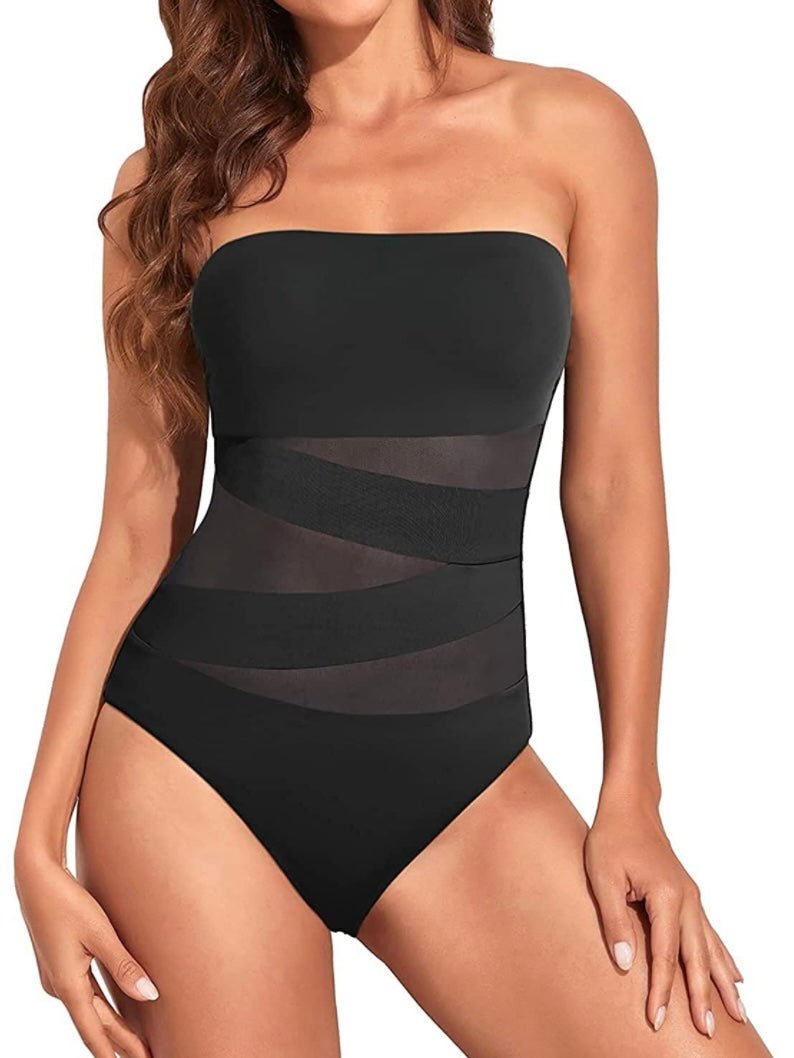 Black strapless elegant one piece swimsuit - Wapas