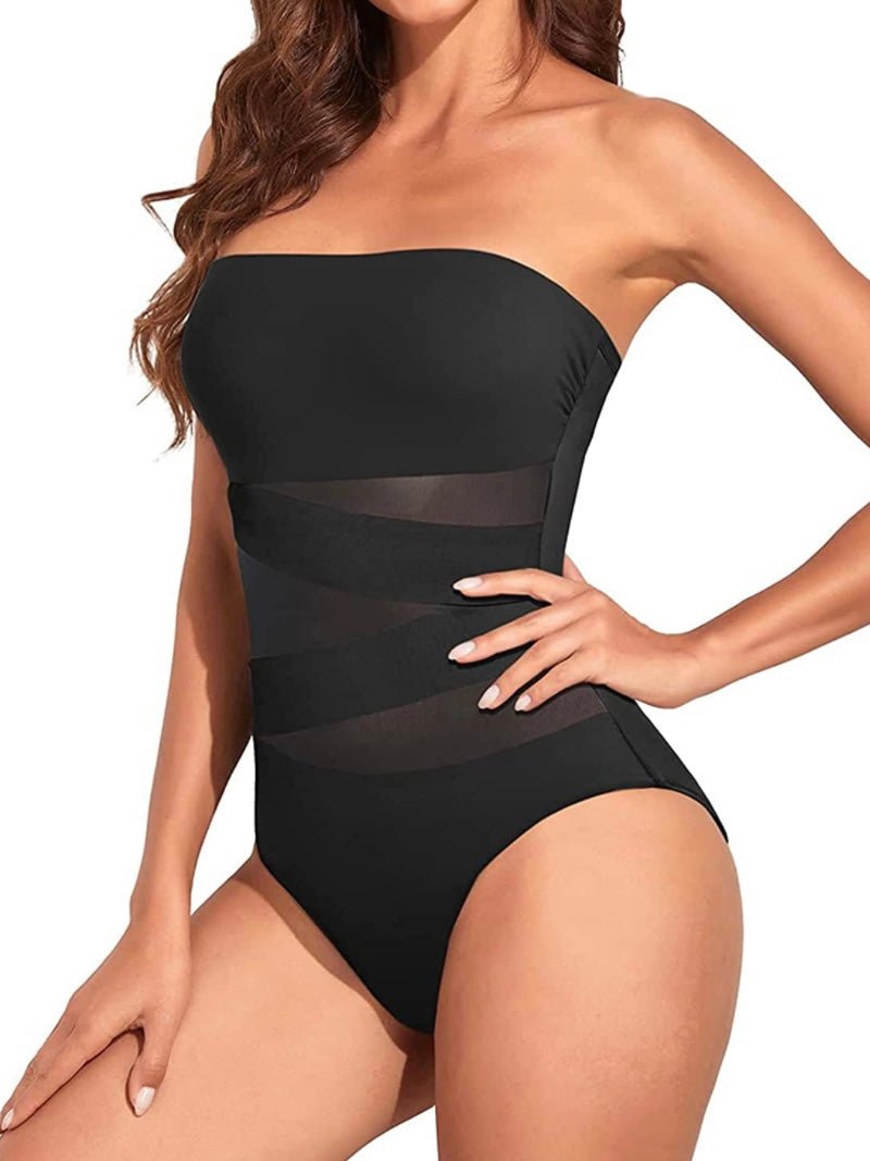 Black strapless elegant one piece swimsuit - Wapas