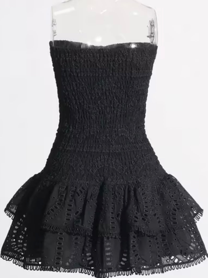 Black strapless lace mini dress - Wapas