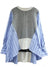Blue and black striped asymmetric mix fabrics top sweater - Wapas