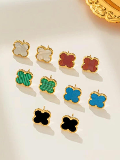 Blue and golden shamrock earrings - Wapas