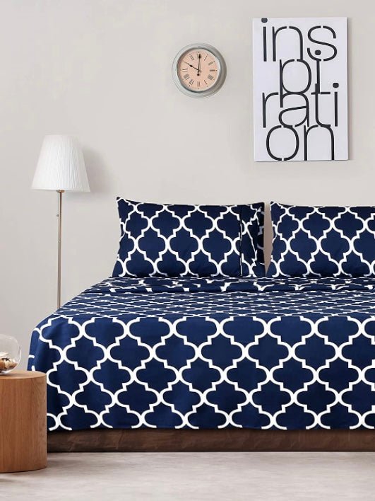 Blue and white print sheets set - Wapas