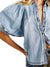 Blue denim puff sleeves shirt - Wapas
