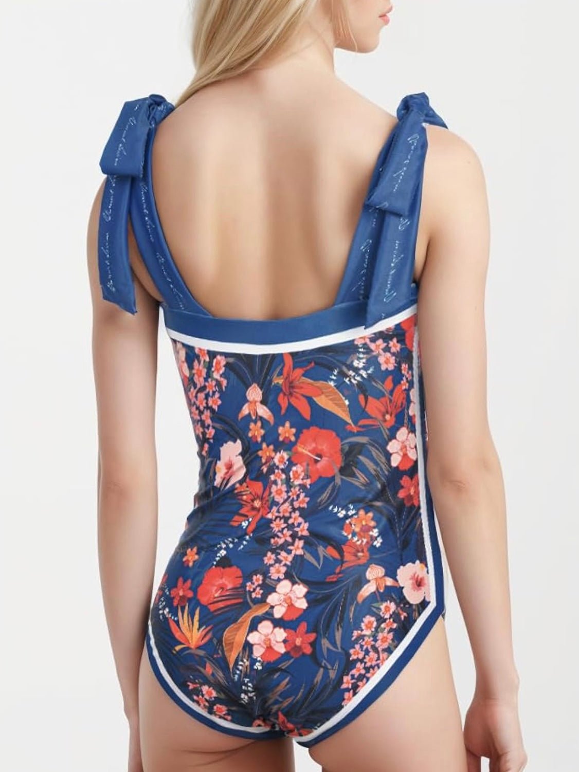 Blue floral reversible one piece swimsuit - Wapas