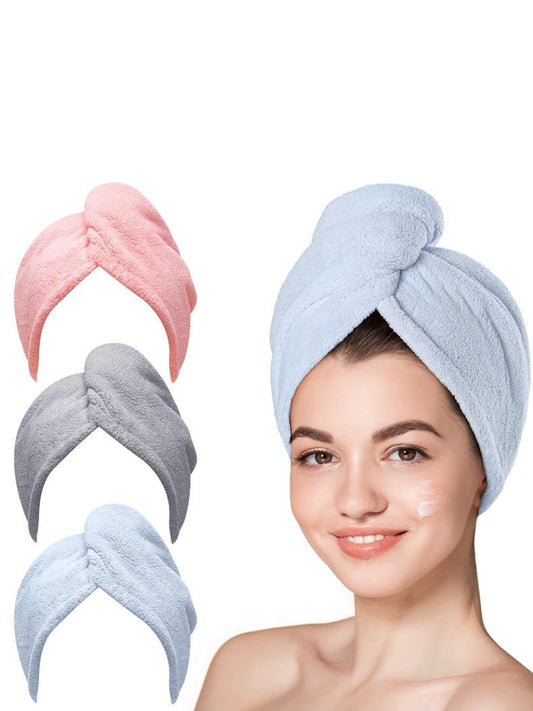 Blue, gray and pink drying hair wrap - Wapas