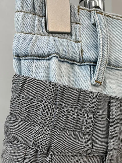 Blue jeans and gray bomber leg - Wapas