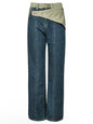 Blue jeans and green crossed strap straight pants - Wapas