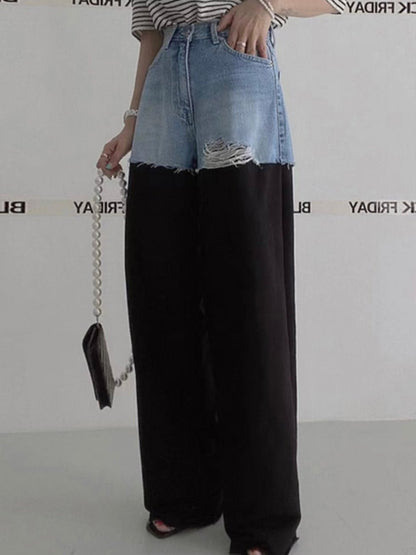 Blue jeans detail and black pants - Wapas