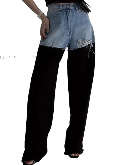 Blue jeans detail and black pants - Wapas