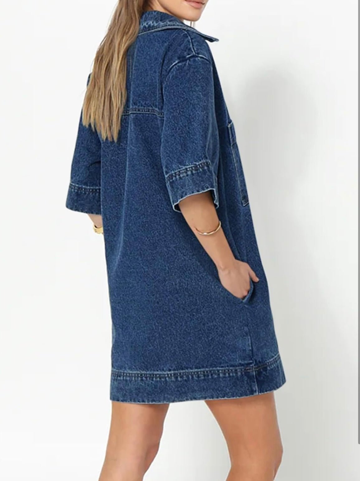 Blue jeans long sleeve mini dress - Wapas