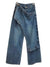 Blue washed crossed front asymmetrical jeans pants - Wapas