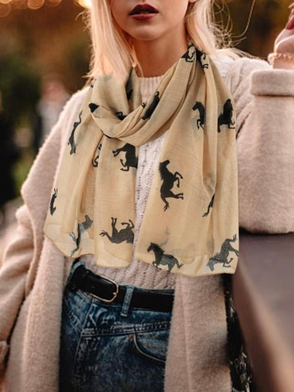 Brown and black horses light scarf - Wapas