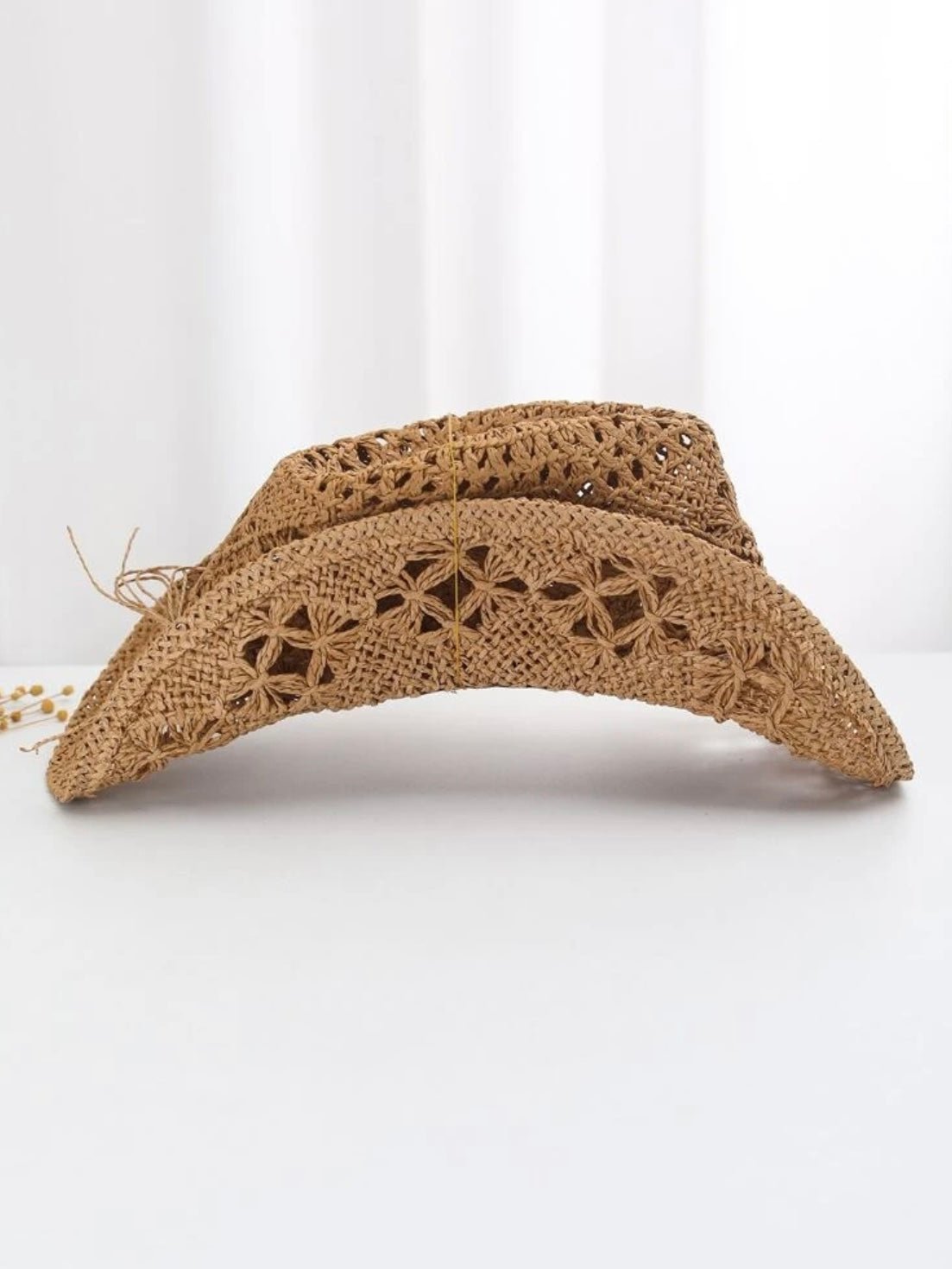 Brown and shells combined color straw hat - Wapas