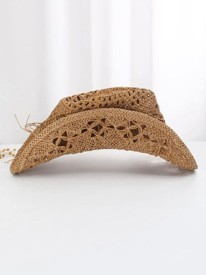 Brown and shells combined color straw hat - Wapas