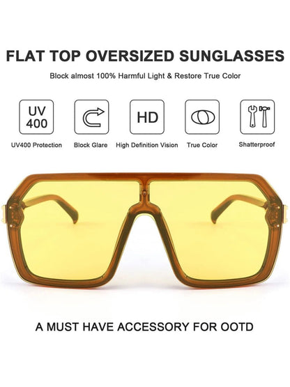 Brown and yellow glass pentagonal sunglasses - Wapas