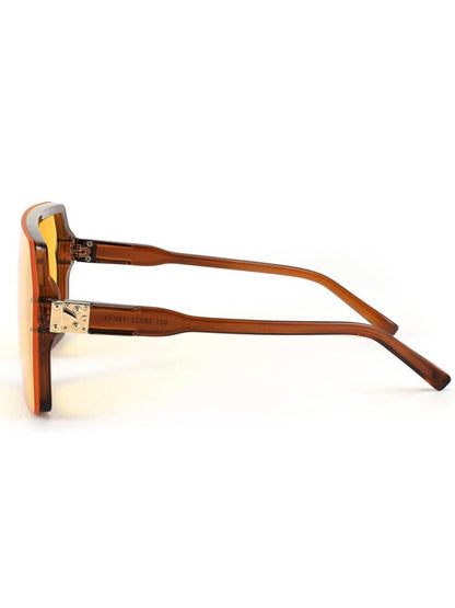 Brown and yellow glass pentagonal sunglasses - Wapas