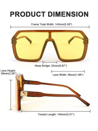 Brown and yellow glass pentagonal sunglasses - Wapas