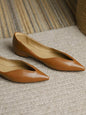 Brown caramel slip on pointed flats shoes - Wapas