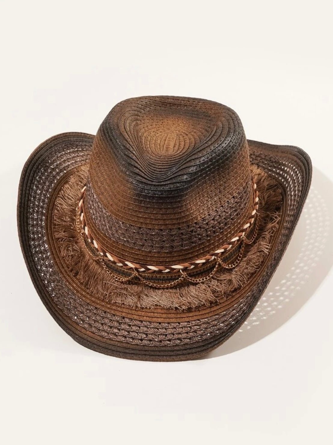 Brown color straw hat - Wapas