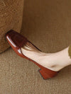 Brown low square heel shoes - Wapas