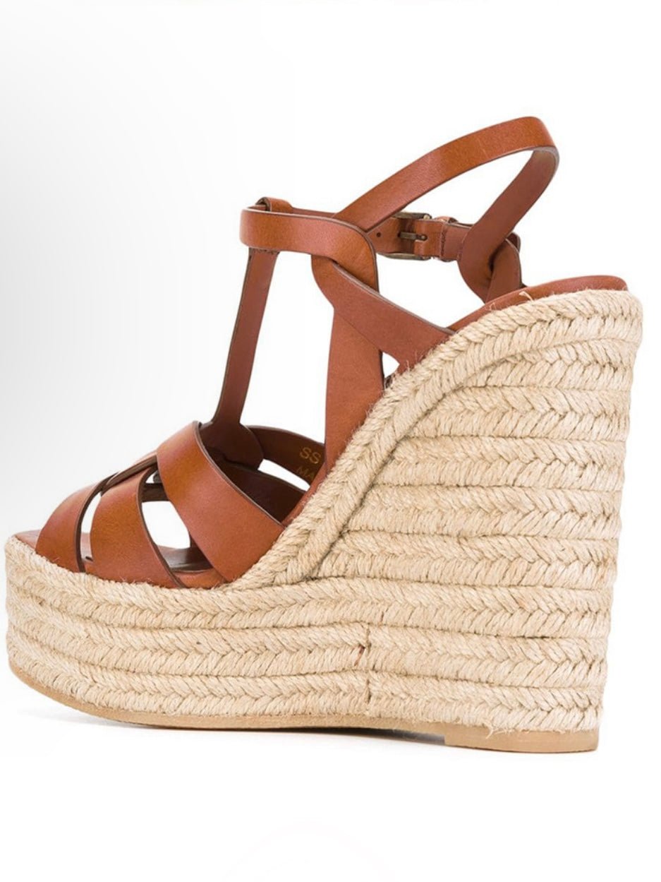 Brown wedge high heels sandals - Wapas