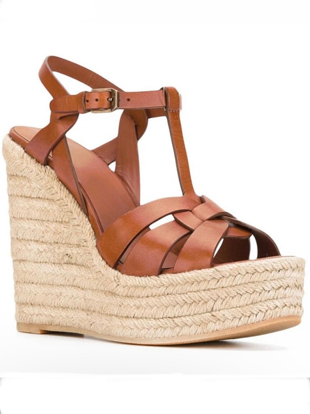 Brown wedge high heels sandals - Wapas
