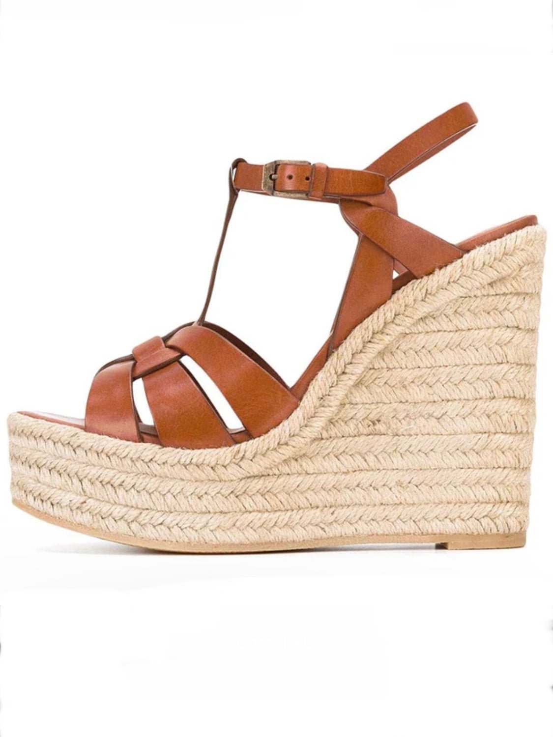 Brown wedge high heels sandals - Wapas