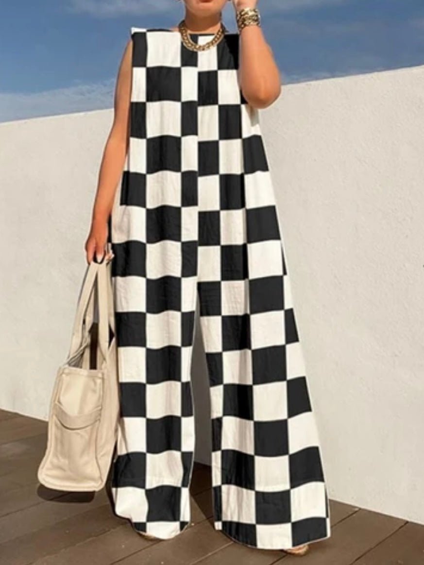 Checkerboard black and white jumper overall - Wapas