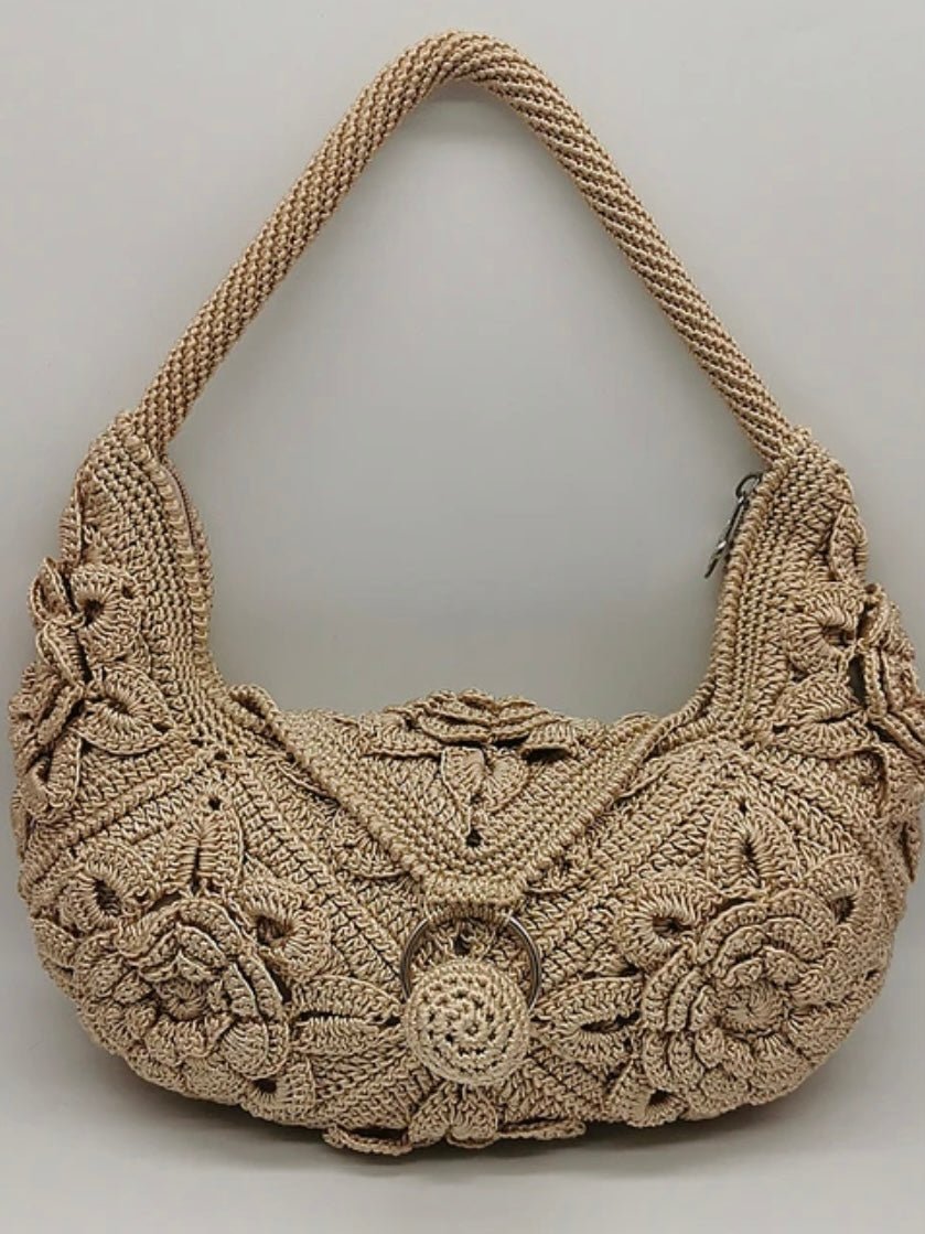 Coffee knitted boho handbag - Wapas