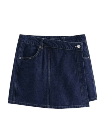 Dark blue denim set of 2 shirt and shorts pants - Wapas