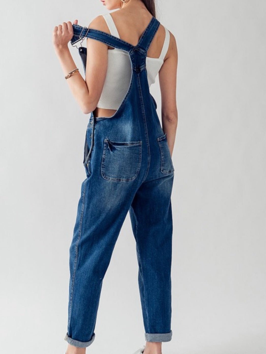 Dark blue denim stretch jumper overall - Wapas