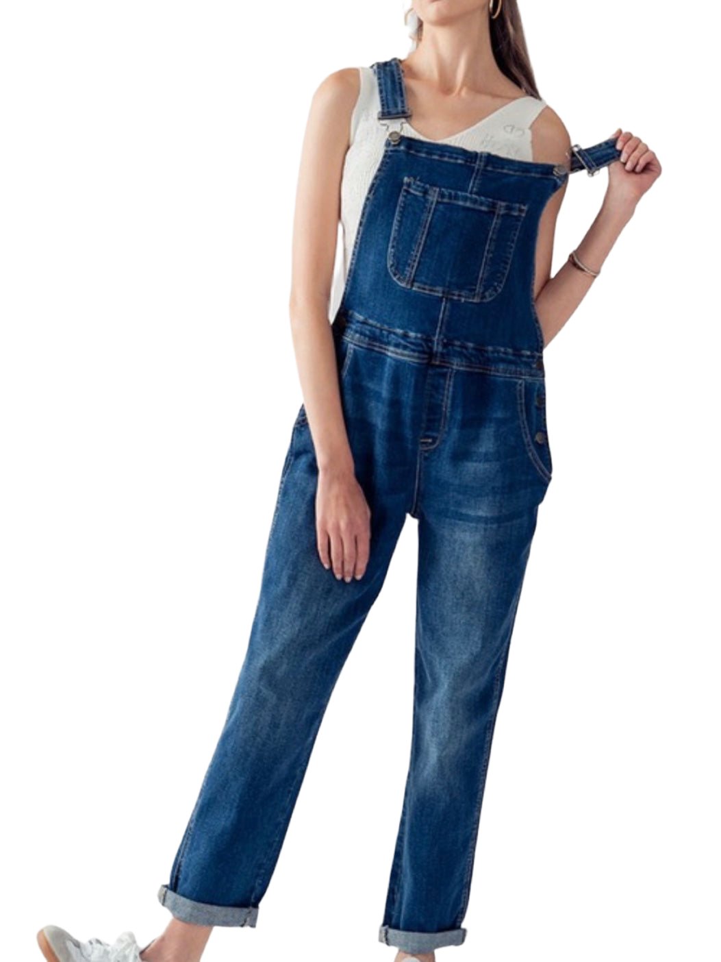 Dark blue denim stretch jumper overall - Wapas