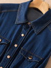 Dark blue jeans short sleeves midi dress - Wapas