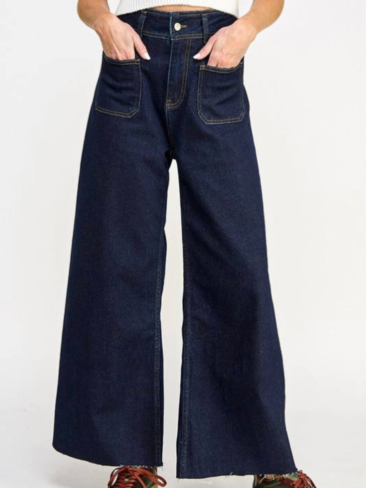 Dark blue jeans wide legs pants - Wapas