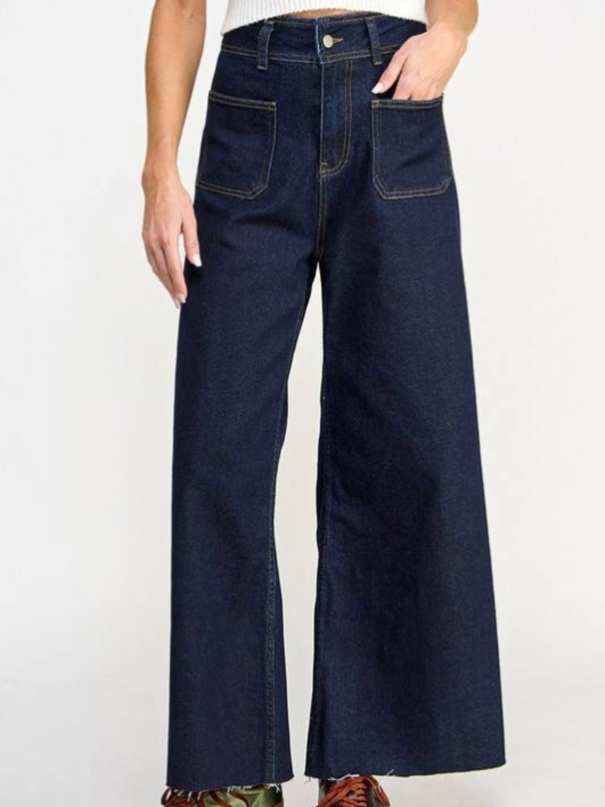 Dark blue jeans wide legs pants - Wapas